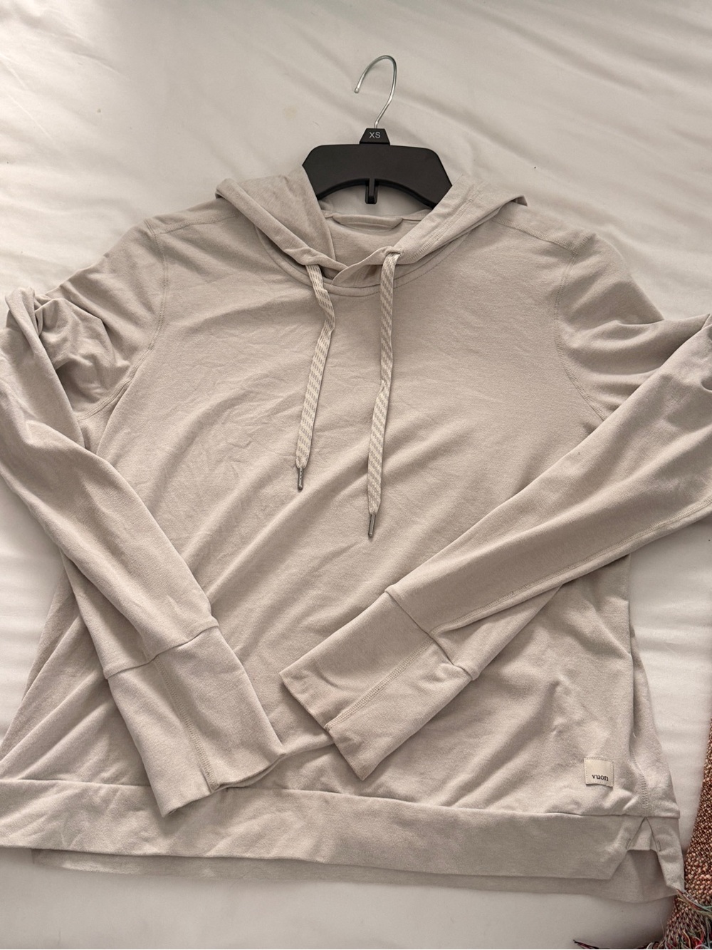 Vuori Lightweight Hooded Pullover in Light Beige - Picture 1 of 6
